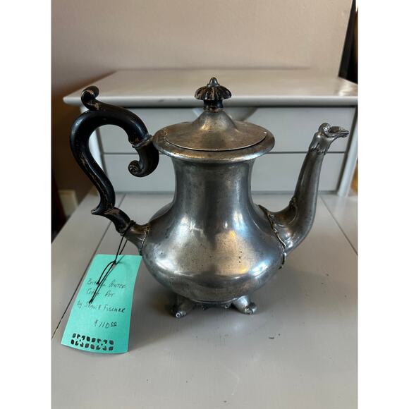 Vintage H9” Brittinia Pewter Coffee Pot by Shawe Fischer - Picture 3 of 4
